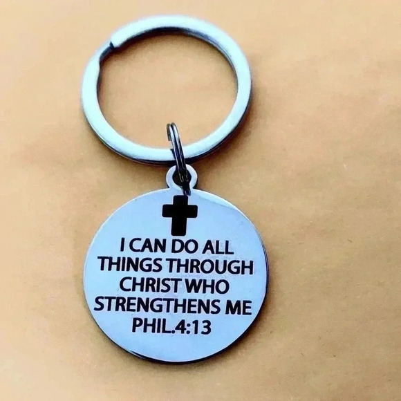 God Jesus Lord Cross Stainless Steel Keychain - Picture 1 of 1